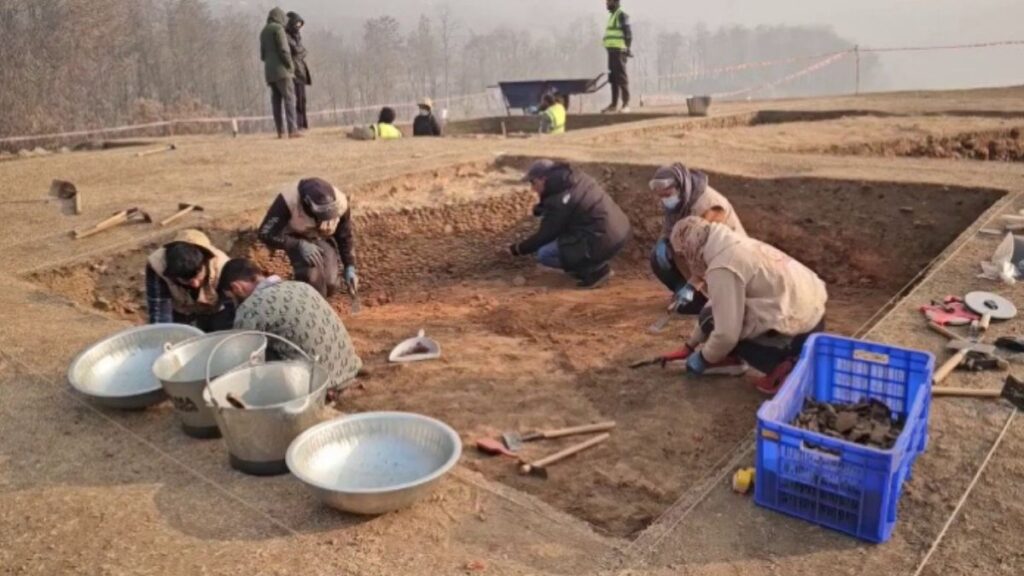 Excavated stupa foundations or drone view of Zehanpora mounds